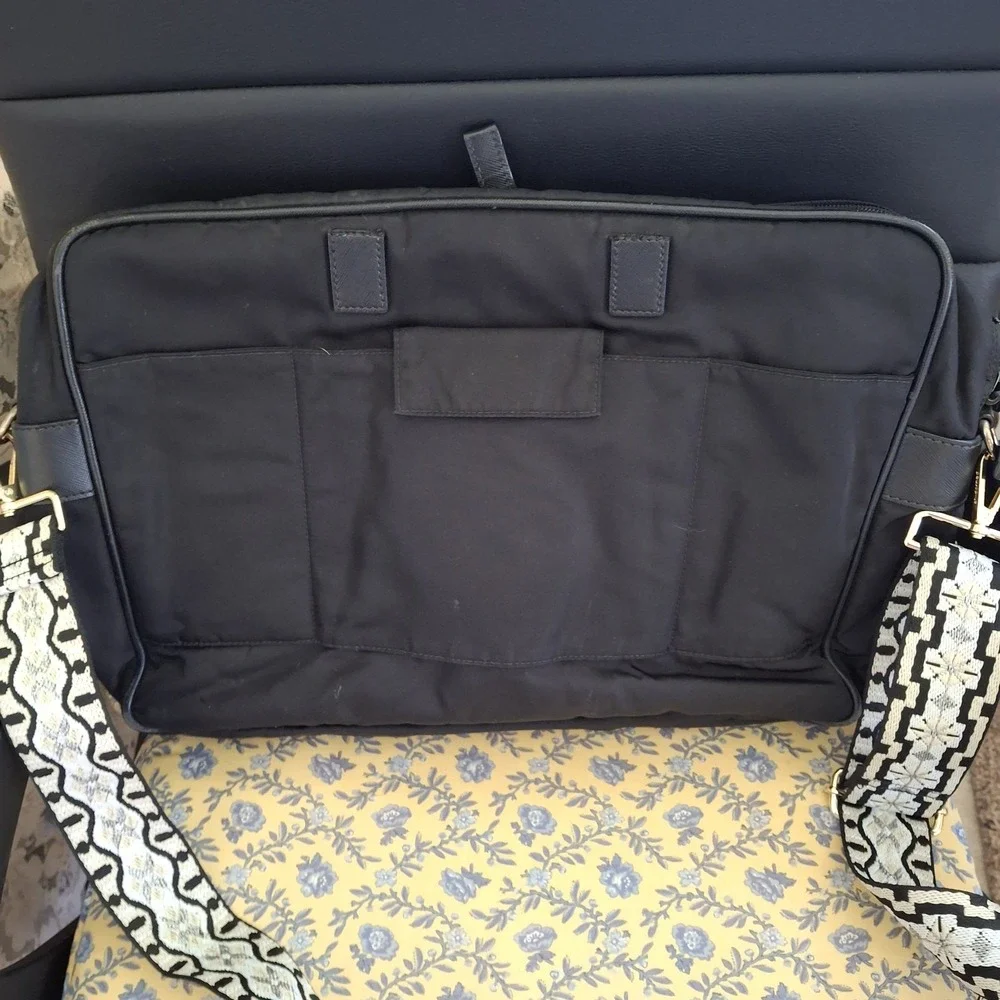 Vintage Prada Black Nylon Unisex Laptop Messenger Briefcase Bag *Read*